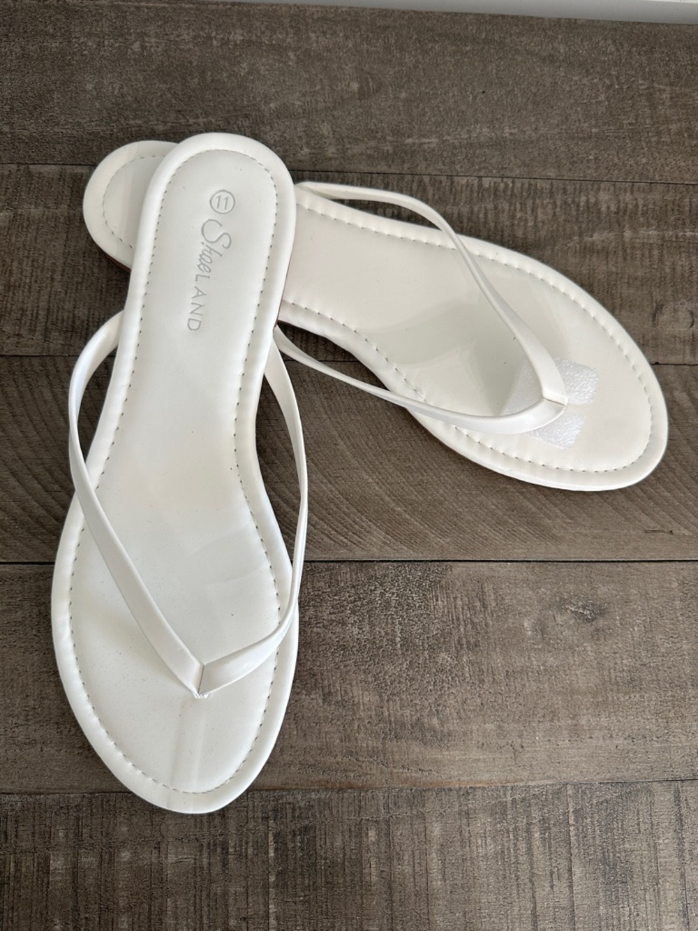White Slim-Strap Flip Flop Sandals- Wedding, Spring, Graduation